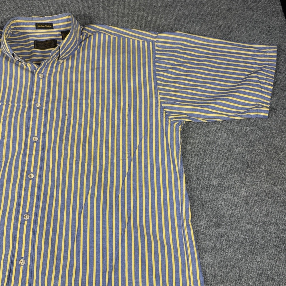 Eddie Bauer Stripe Button Up Shirt Mens XL Black Yellow Long Sleeve